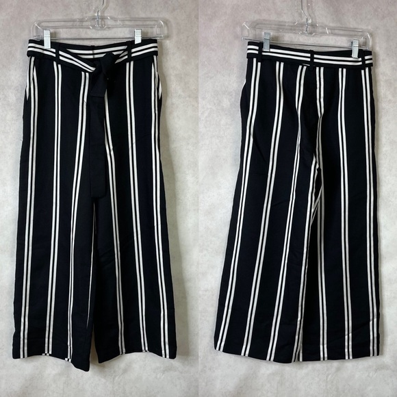 Maje Synthetic Pakila High-rise Striped Woven Wide-leg Trousers Black 34 US XS - Picture 2 of 12
